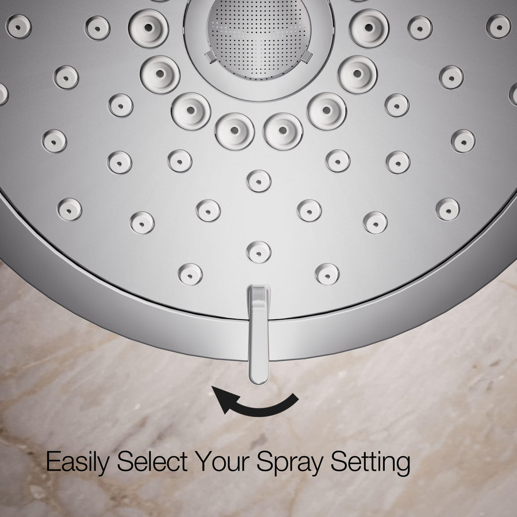 22169-G-CP Forté Three-function showerhead, 1.75 GPM, Full Coverage, Pulsating Massage, Silk Spray, Corrosion