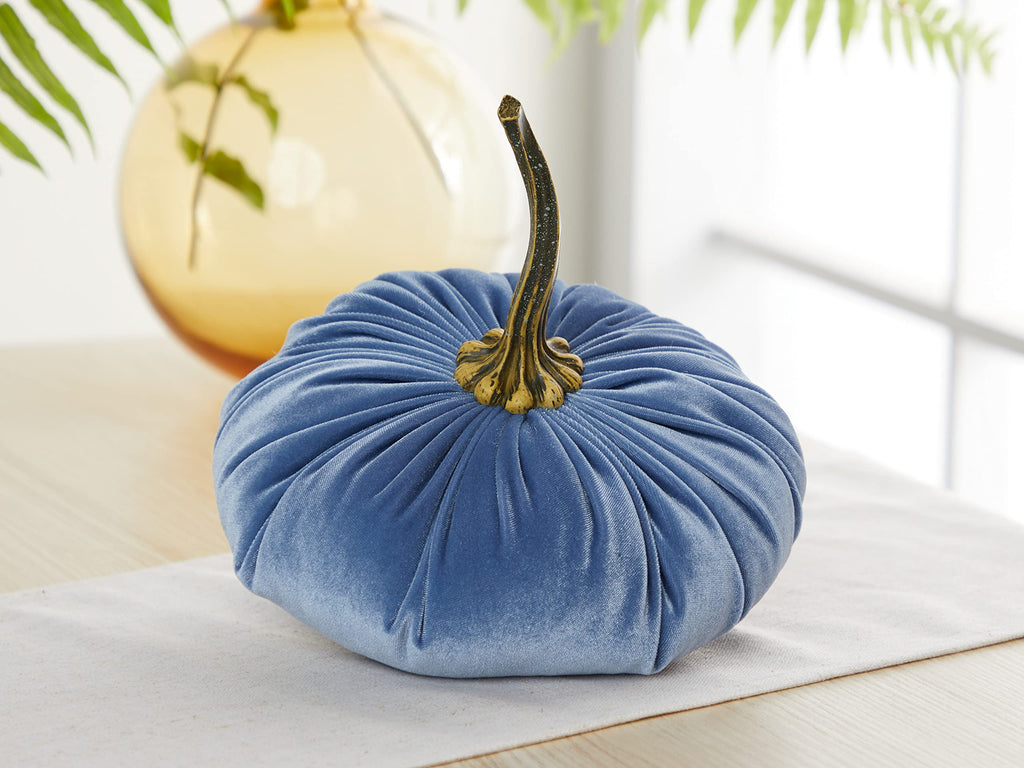 Slate Blue 9 Inch Velvet Pumpkin (Slate Blue)