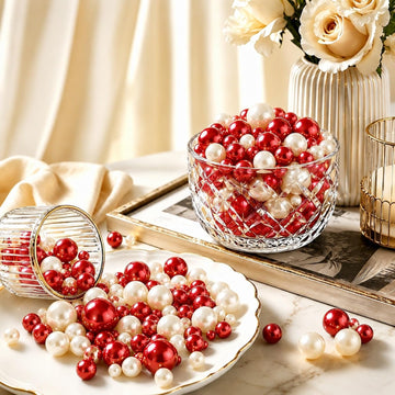 Vase Filler Beads, Pearl Beads for Vases Faux No Hole Pearls for Centerpieces Vases Wedding Home Table - Set of 200