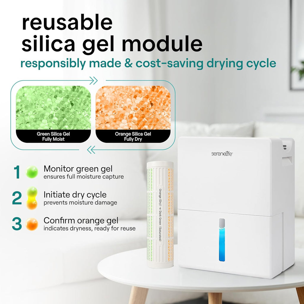 2-in-1 91 Oz Dehumidifier For Home, Bedroom, Bathroom, Basement with Removable Cylinder & Drying Base, Timer