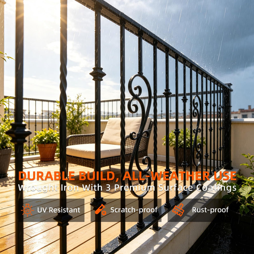 10pcs 44" Wrought Iron Balusters Single Knuckle Interior Spindles