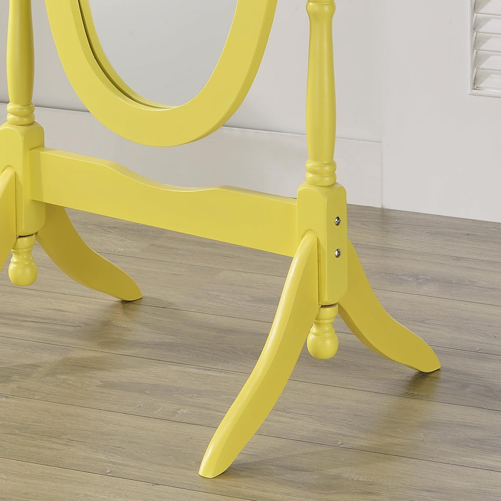 Traditional Queen Anna Style Wood Floor Cheval Mirror, Yellow