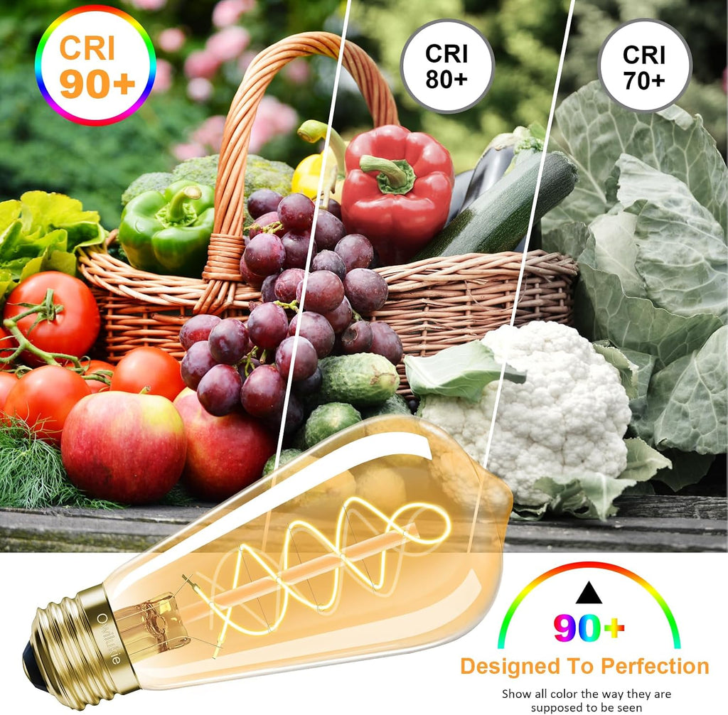 E26 LED Bulb 4W Equivalent 40 watt,Vintage Edison Bulbs,Warm White 2200K Amber E26 Edison Bulb dimmable, ST21/ST64