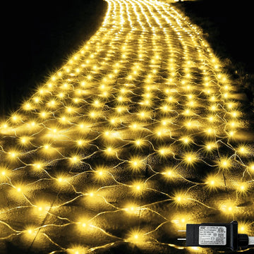 610 LED Christmas Net Lights, 34.5ft x 5ft Mesh Lights Outdoor Clear Wire 8 Modes, Waterproof Connectable String