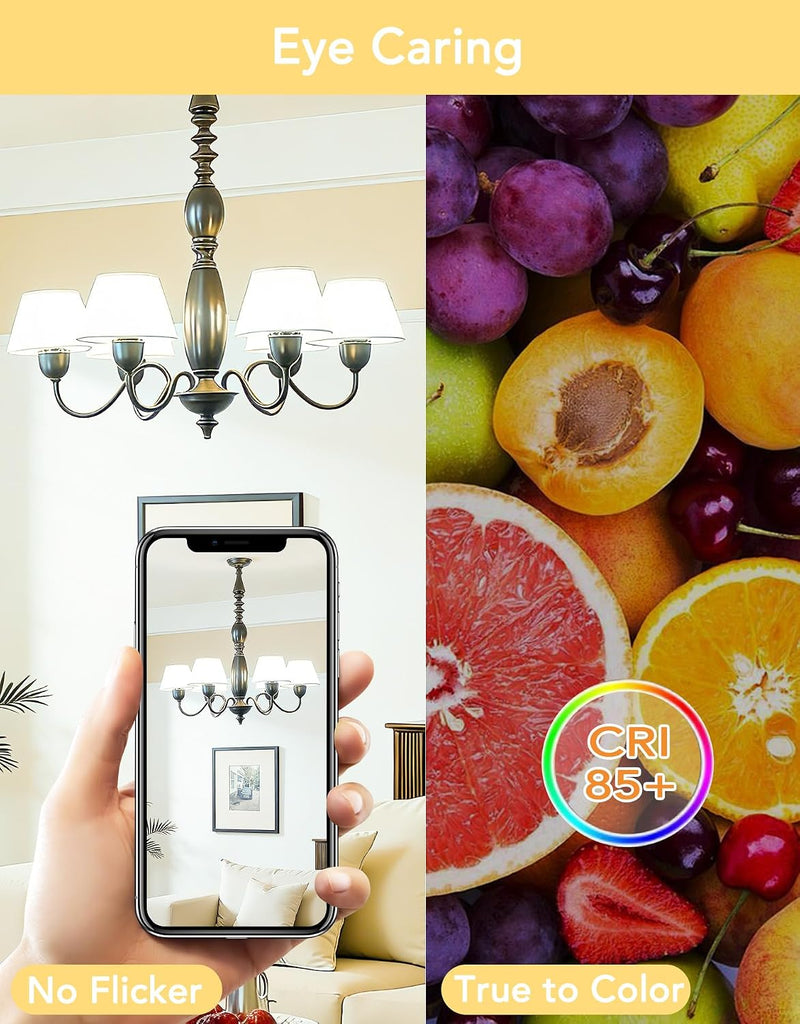 A15 E12 Small Base LED Light Bulbs, 6W Non-dimmable 3000K Warm White