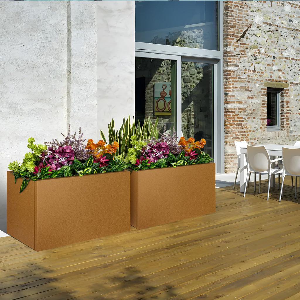 Corten Steel Planter Box 28"x12"x28", Tall Planter box Outdoor
