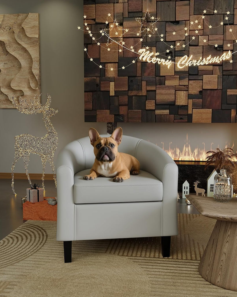 Accent Chairs Faux Leather Chairs Barrel Club Chairs Comfy Living Room Chairs with Sturdy Legs Reading Room - Set of 2
