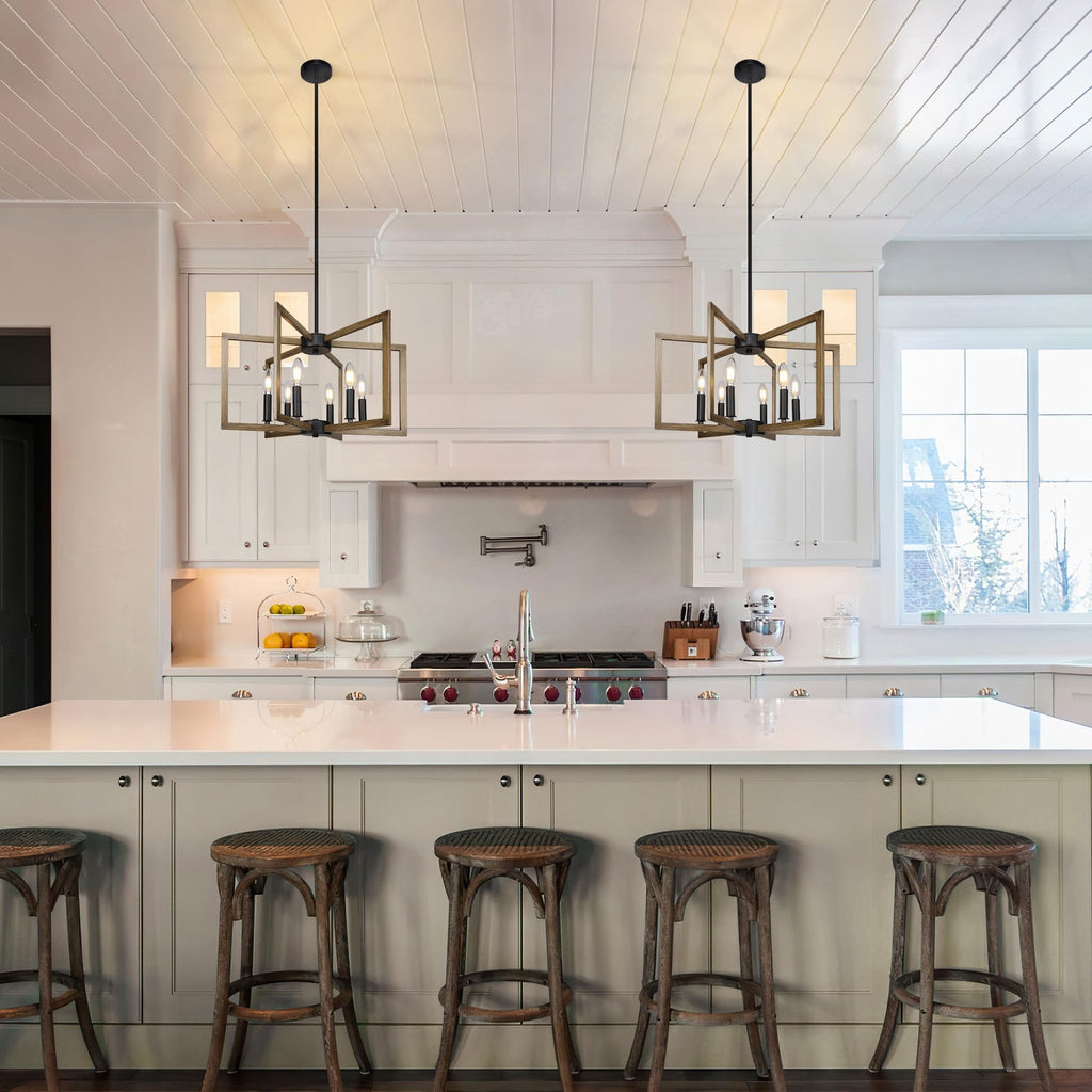 Modern Farmhouse Pendant Lights Island, Vintage Geometric Dining Room Lighting Hanging, Industrial Chandelier
