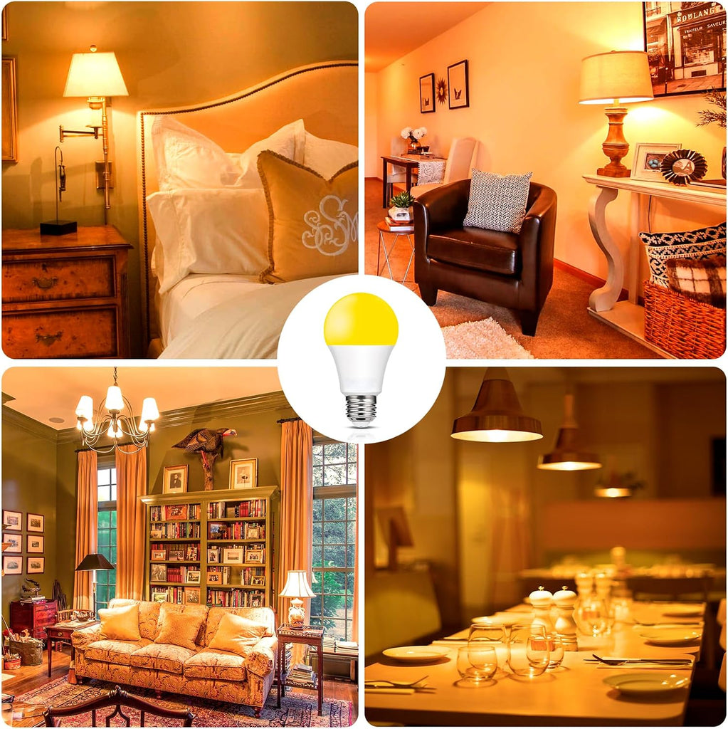 Yellow Bug Light Bulbs Outdoor, 9W (60W Equivalent) Amber 2000K LED Light Bulb for Outside, Backyard, Porch