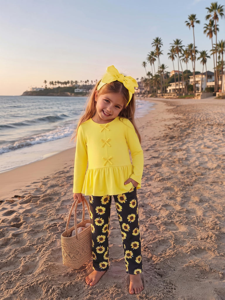 Girls 2 Piece Clothing Set Ruffle Top Leggings Kids Fall Outfits