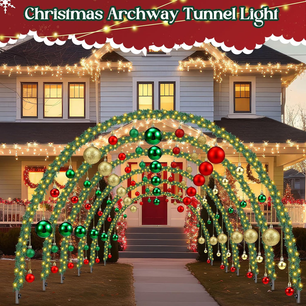 3 Pack 10 ft Christmas Arch Archway Light, Warm White
