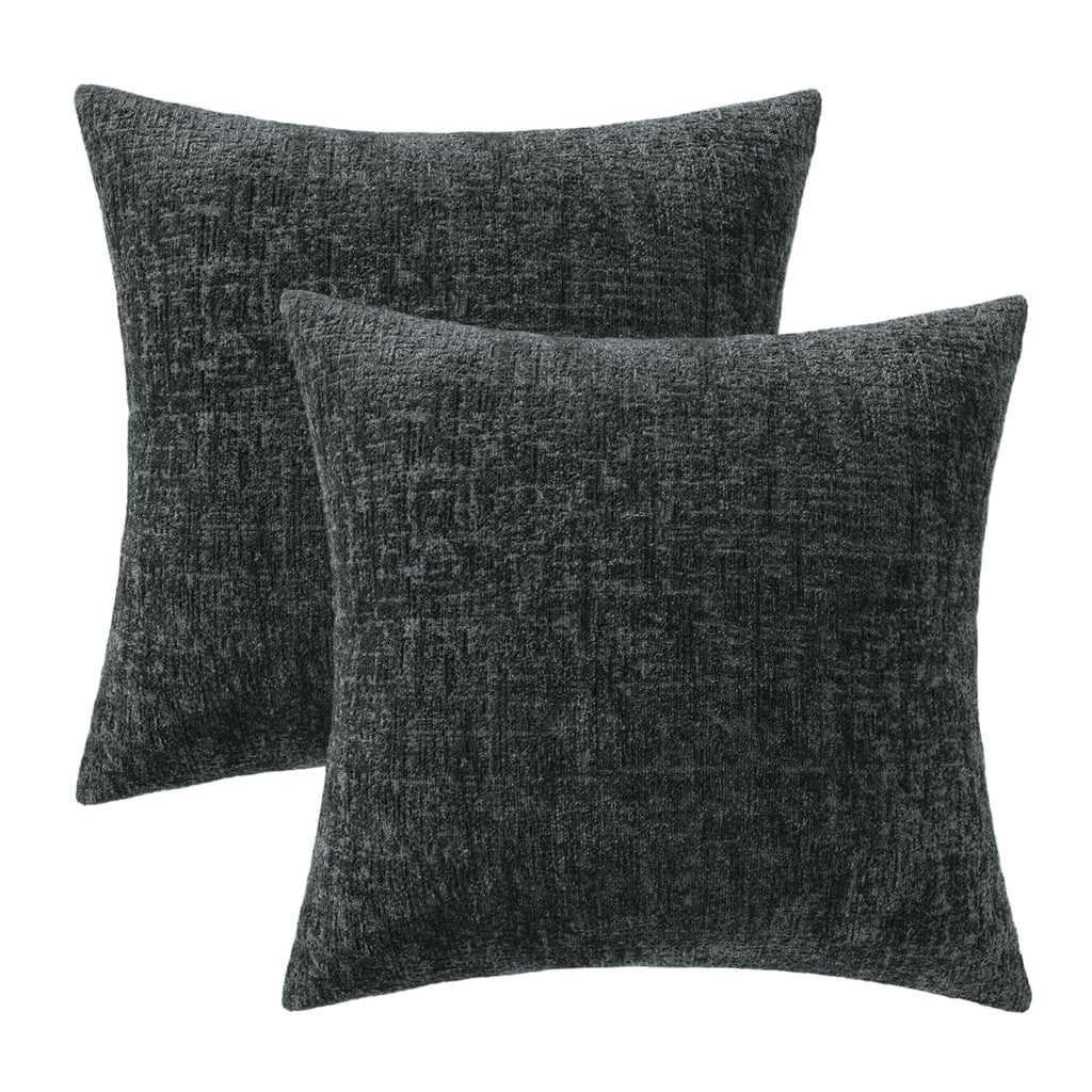 Couch Pillow Covers Textured Chenille Home Decor 18x18 Dark Grey
