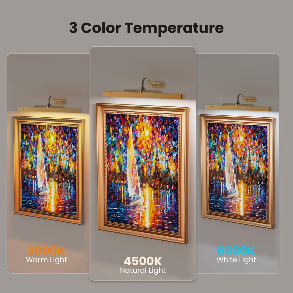 Wireless Picture Light Battery Operated, 1Pack Remote Control Painting Light with Timer, 13Hrs Service Life Art