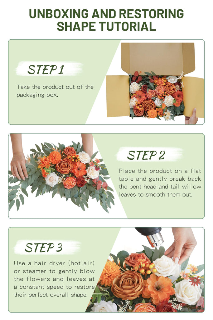Faux Flower Swag Set of 2 for Wedding Welcome Signs Floral Swag Reception Ceremony Decor Orange
