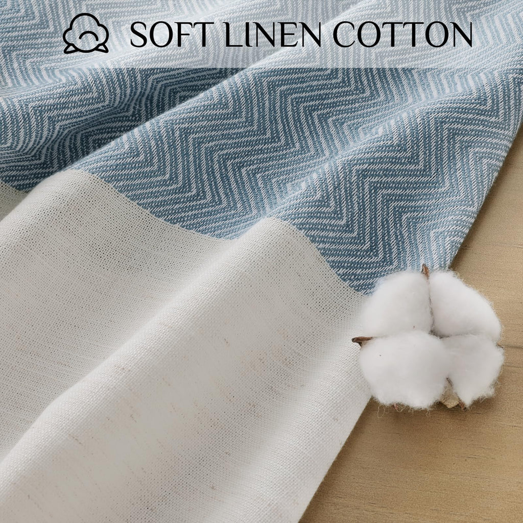 Outdoor Linen Round Tablecloth with Tassel, 55 x 55 Inch