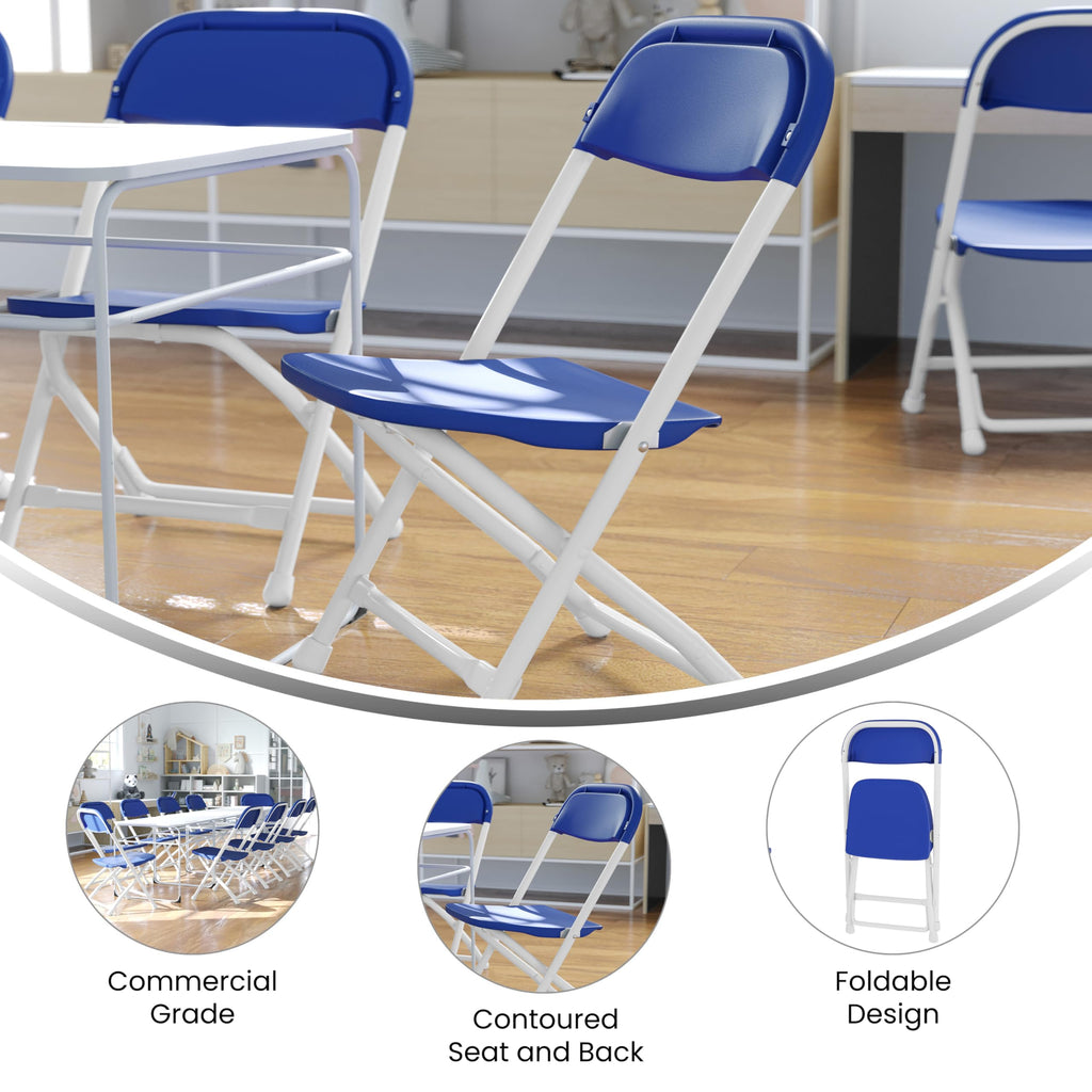 2 Pack Kids Blue Plastic Folding Chair
