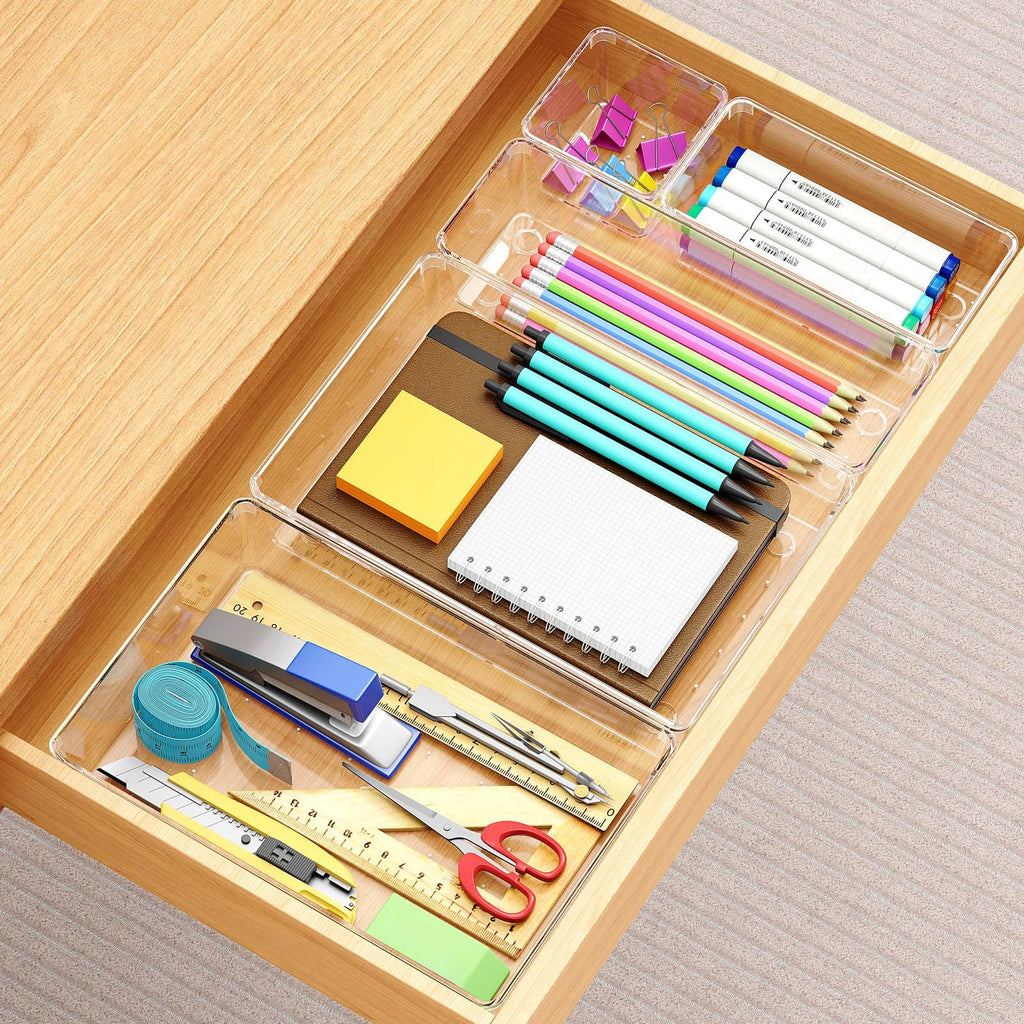 65 Pcs Clear Plastic Drawer Organizer, Makeup & Vanity Organizer