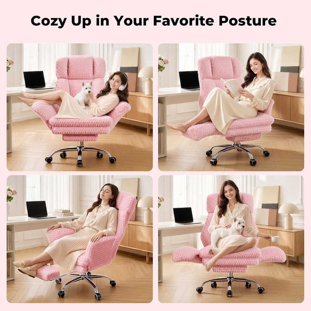 Big and Tall Office Chair with Foot Rest & Flip Armrests | Executive Ergonomic Computer Gaming Chair, for Pets &