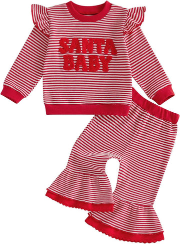 Toddler Baby Girl Fall Clothes Letter Sweatshirt Flared Pants Set