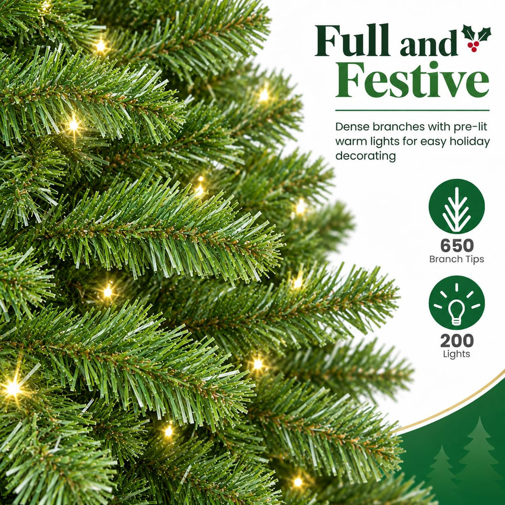 6FT Prelit Artificial Pencil Christmas Tree&Warm White Lights