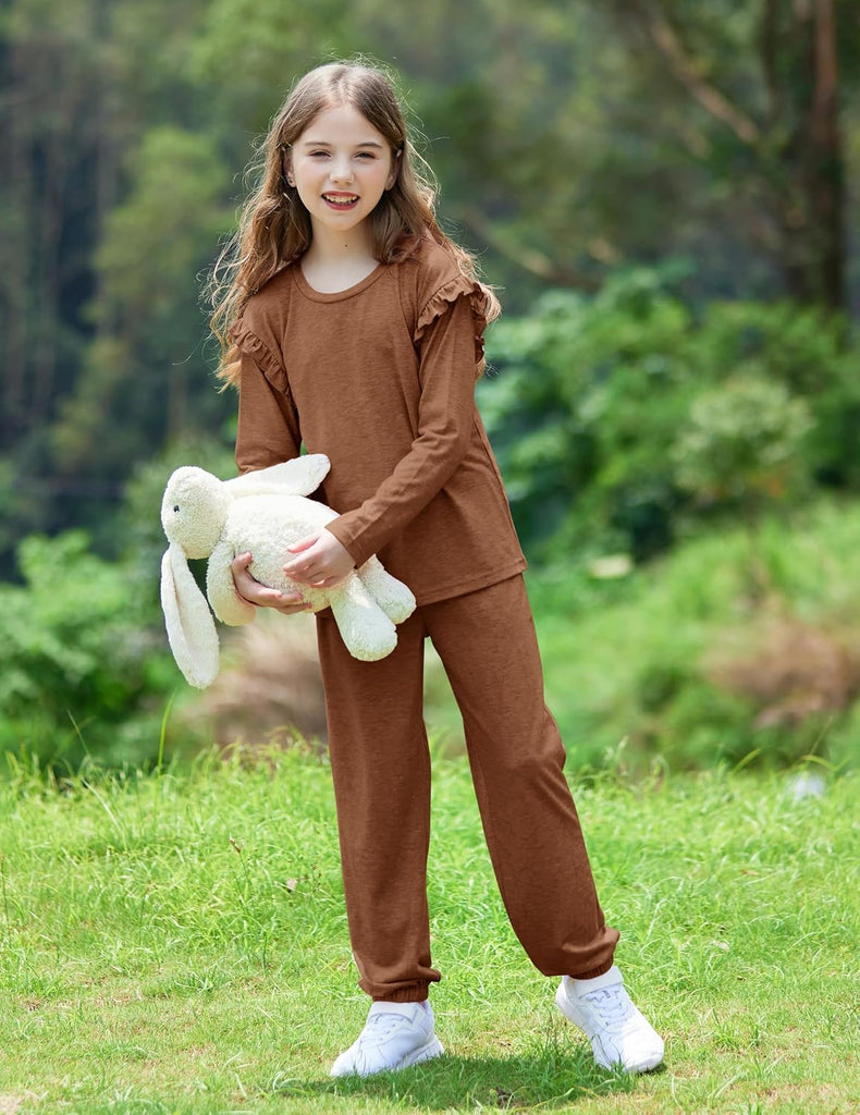 Kids Girls Clothes Ruffled Tops and Pants Sets 2 Piece Fall Outfits