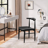 Dining Chairs Set of 2 Mid Century Modern Leather Dining Room Chairs with Armless Backrest & Metal Legs for Kitchen