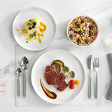 12 Pieces Porcelain Dinnerware Set, Modern White Dish Set for 4, Premium Serving Plates and Bowls Sets