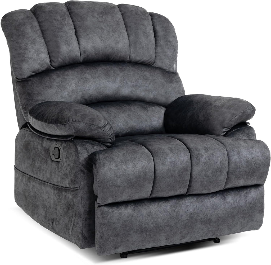 Large Manual Recliner Chair,Soft Fabric Push Back Recliner with Overstuffed Armrest and Backrest, Living Room Single