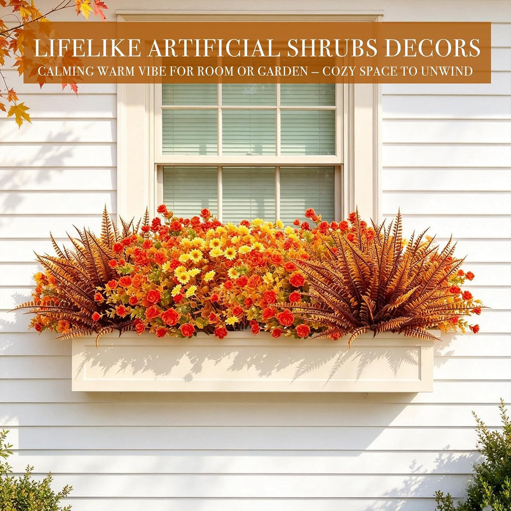 Bundles Artificial Fall Flowers for Outdoors Fall Decorations - Set of 20