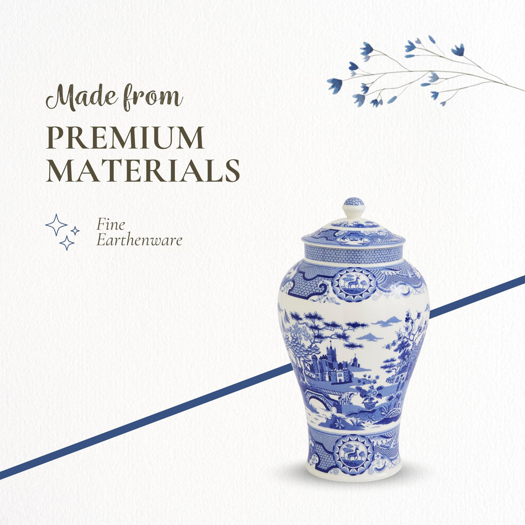 Blue Italian 14.3" Ginger Jar, Gothic Castle