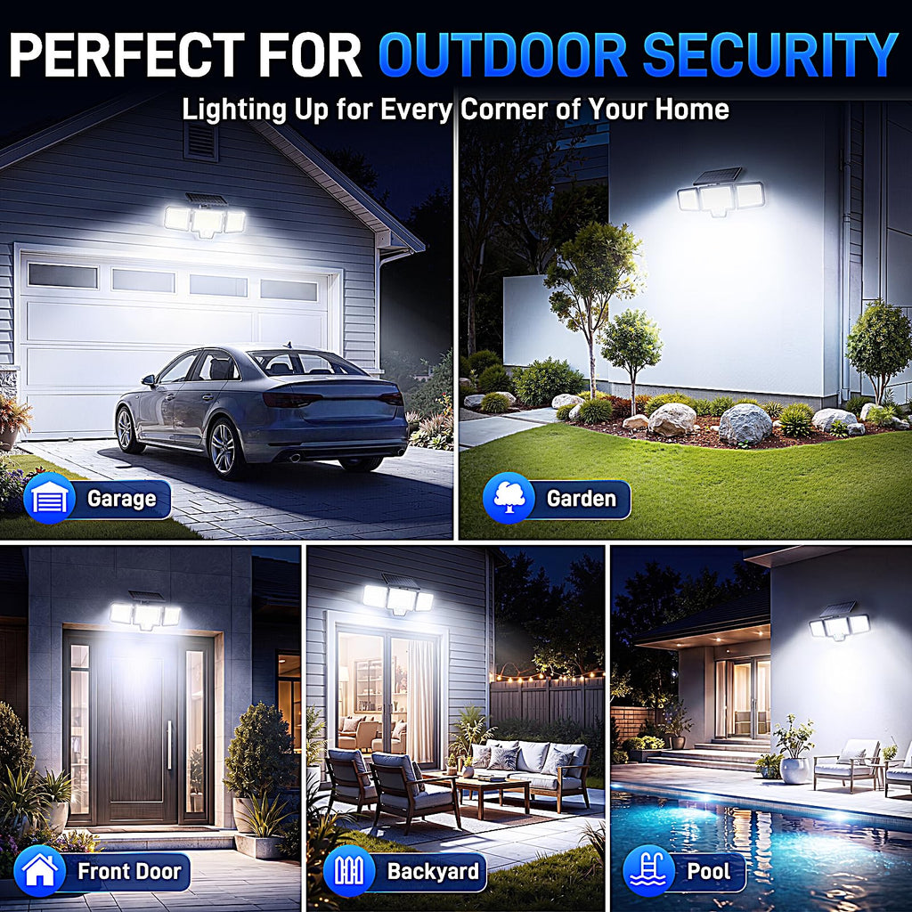 Solar Motion Sensor Lights Outdoor, 282 LEDs Security Lights, 2 Pack