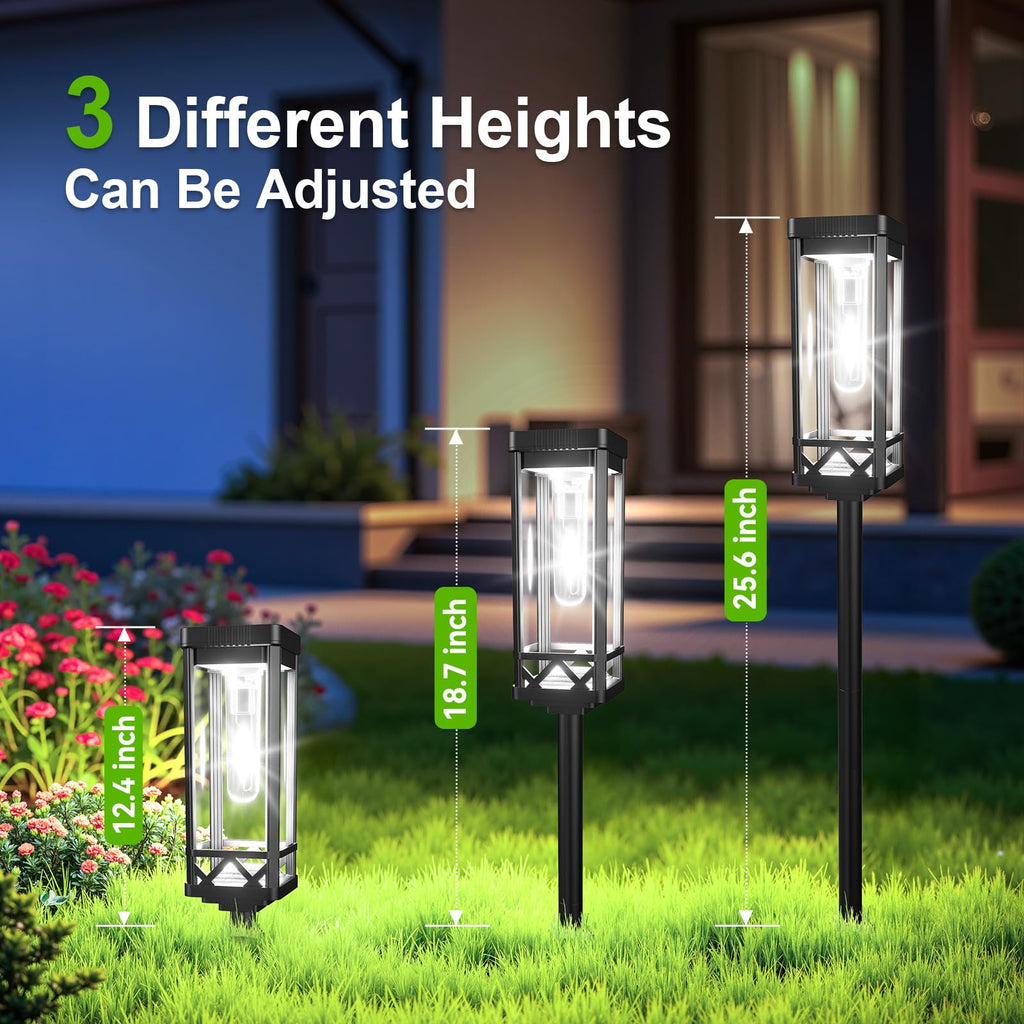Taller Solar Pathway Lights Outdoor, 6 Pack Upgraded Brighter Solar Garden Lights Solar Powered, Up to 15 Hours