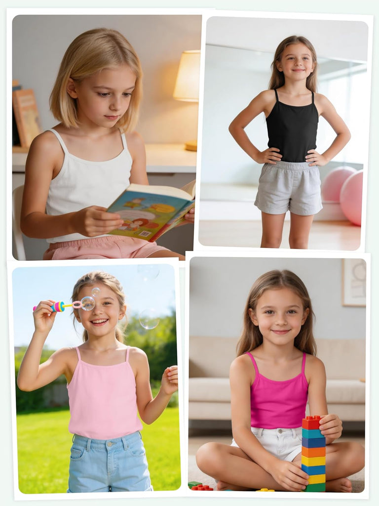 6 Pack Toddler Girls Tank Top Soft Solid Sleeveless Cami Undershirts