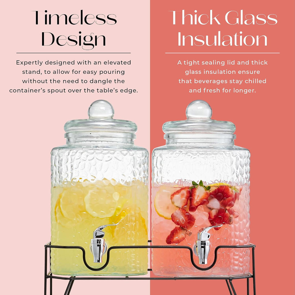 Premium Glass Drink Beverage Dispensers, 1.5 Gal - Set of 2
