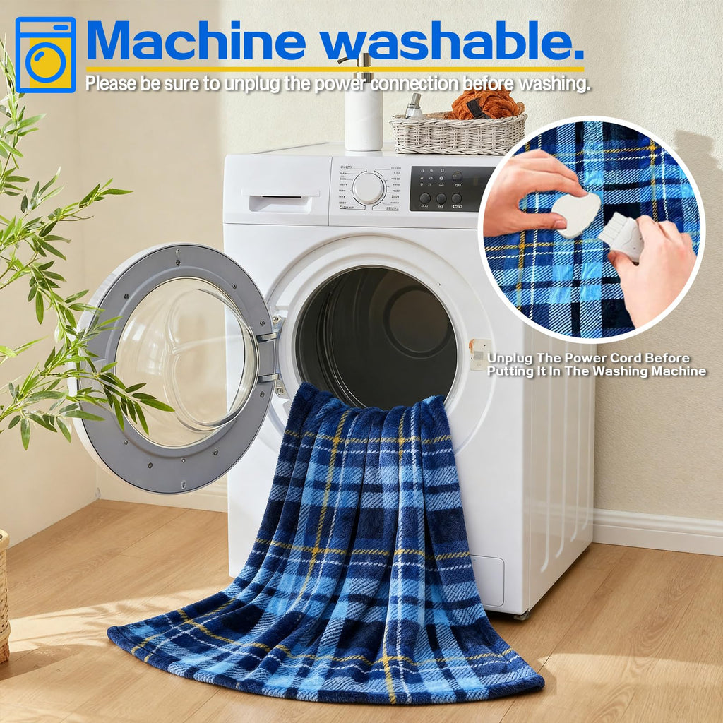 Heated Blanket Electric Twin, Soft Flannel Heating Blanket with 8 Hours Auto Off 10 Fast Heating Levels Machine