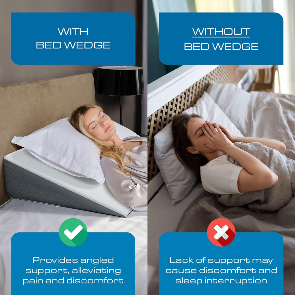 Kolbs Extra Wide Bed Wedge Pillow | Super Large, Memory Foam Top and Jacquard Cover | for Sleeping Acid Reflux GERD