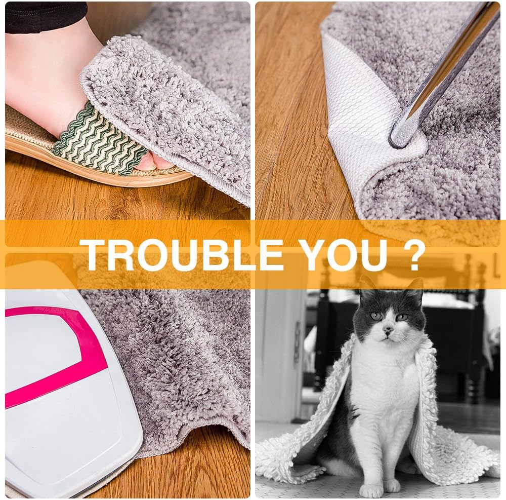 Rug Pads Grippers, 9.8 Ft Non Slip Washable Grippers for Rug, "Vacuum TECH" - New Materials to Anti Curling Rug Pad :