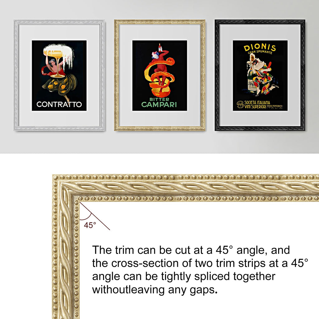 PVC Moldings Trim, 600cm×2cm, Peel and Stick Self-Adhesive, Coving for Ceilings, Wall Moldings for Wall Edge, Mirror