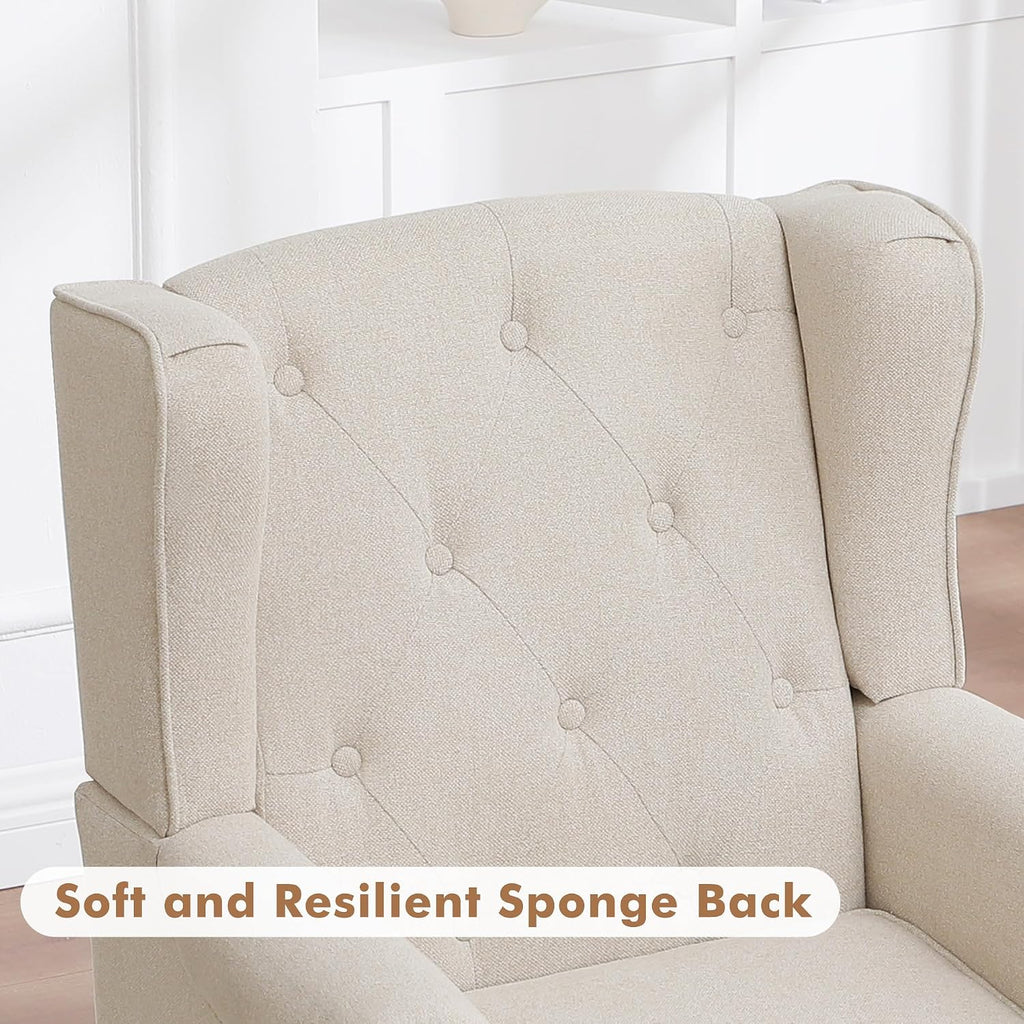 Accent Chair Set of 2, Mid Century Modern Fabric Wingback Chair, Upholstered Armchair with High Back and Vintage