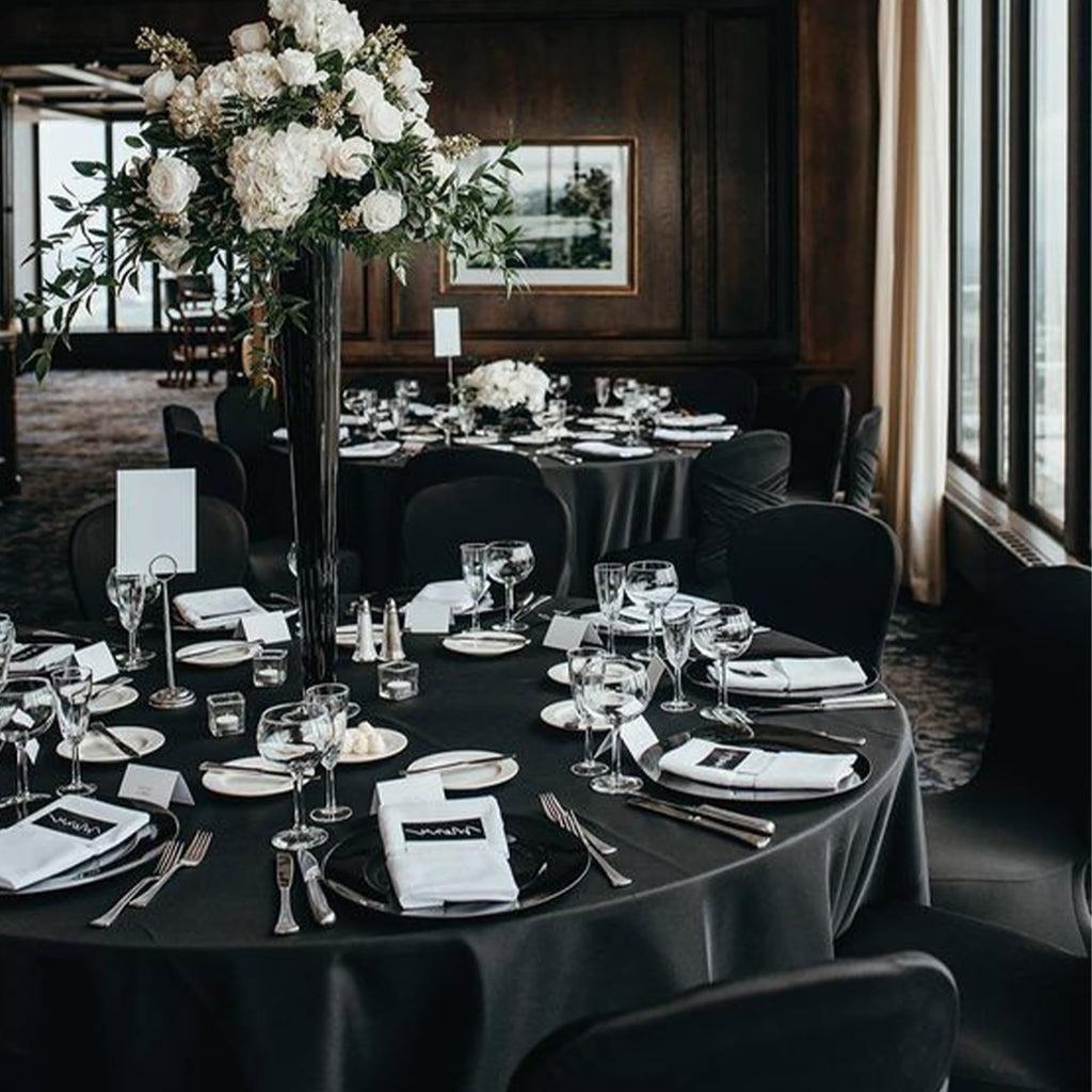 10 Pack Black Round Tablecloths, 120 Inch Stain Resistant and Wrinkle Round Table Clothes, Washable Polyester Table