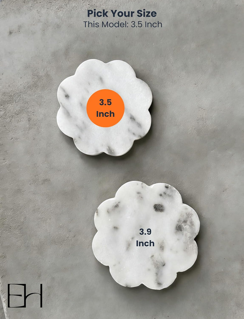 Marble Coasters, Handcrafted Drink Protectors, Natural Stone Coaster Bar & Table Decor, Modern Desk - Set of 4