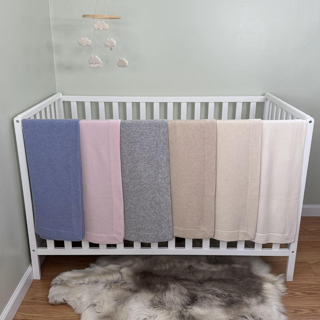 100% Cashmere Baby Blanket Luxe Knit 32" x 40" Gray