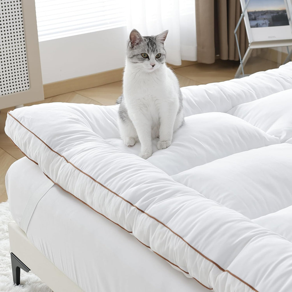 3 Inch Memory Foam Mattress Topper Queen, 60x80 Inch | 1700 GSM Fluffy Shredded Memory Foam Filled, Extra Thick