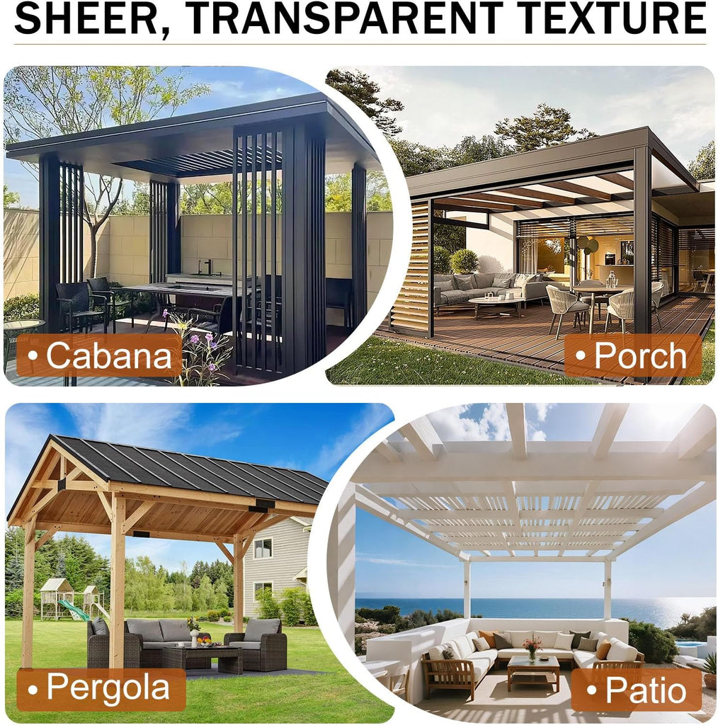 Outdoor Curtains Blue Sheer Curtains 84 Inches Long 2 Panels Set with Zipper Top & Bottom Grommet Outside Privacy