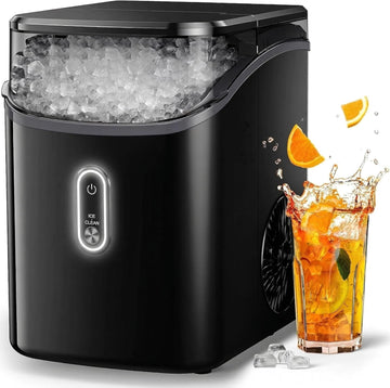Nugget Ice Maker Countertop, Pebble Ice Maker with Soft Chewable Ice, One-Click Operation Ice Machine