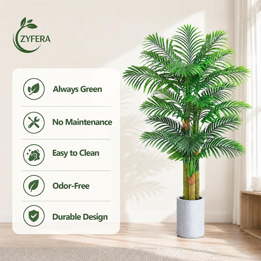 5FT Artificial Golden Cane Palm Tree, Fake Palm Tree UV Resistant