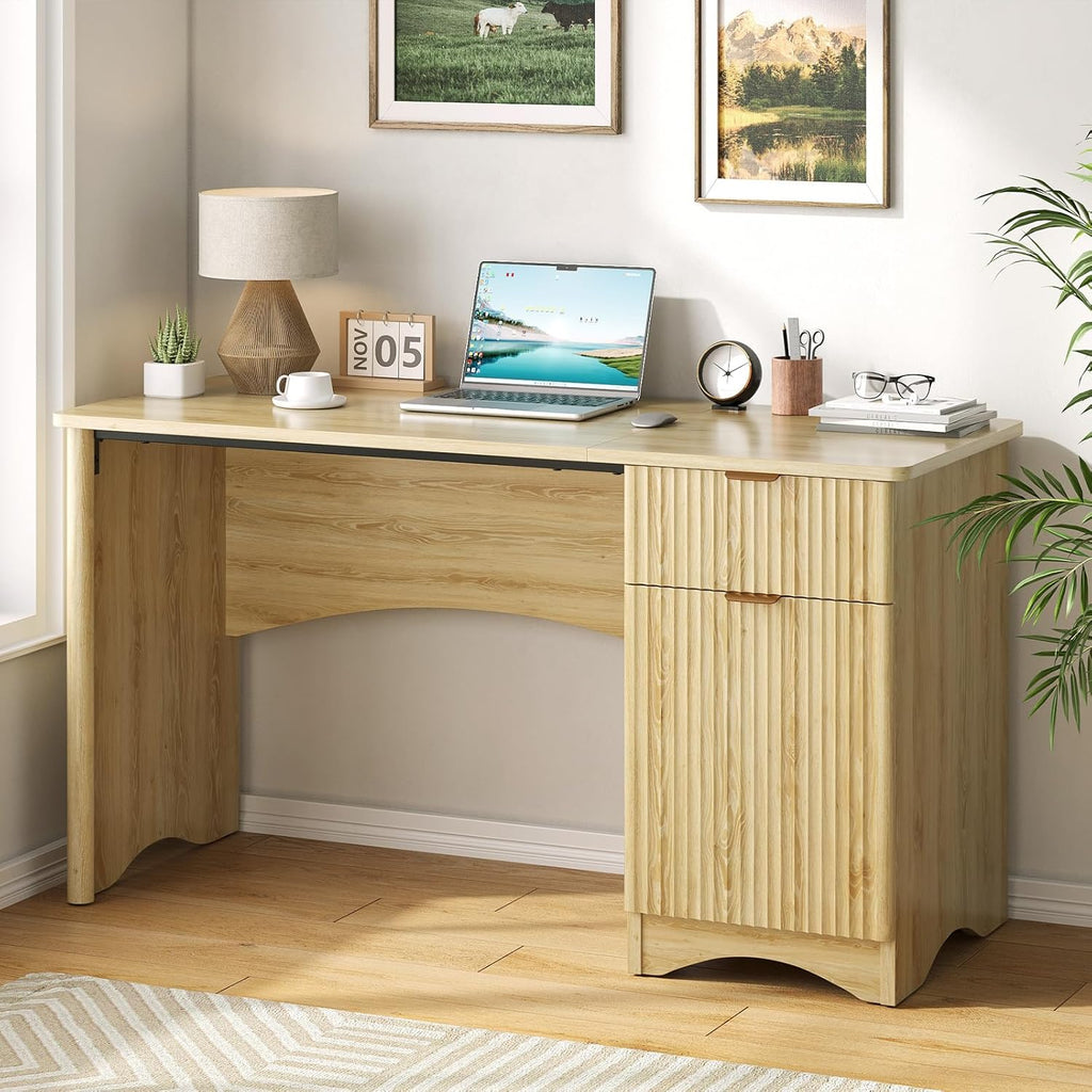 47 inch Computer Desk with Drawer, Office Desk with File Cabinet