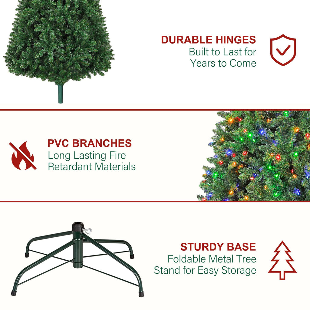 7.5ft Artificial Prelit Christmas Tree with 450 Multicolor LEDs