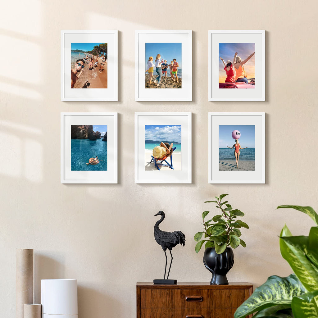 11x14 Picture Frame, Gallery Glass Photo Frames Set of 3, White