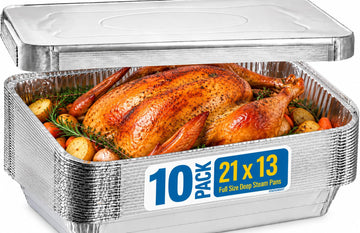 Full Size Deep Steam Aluminum Table Pans - Disposable to go Foil Pans for Chafing, Baking, Storing and Catering